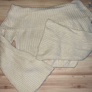 Hyfve cropped off white, off the shoulder sweater, with adorable bell sleeves